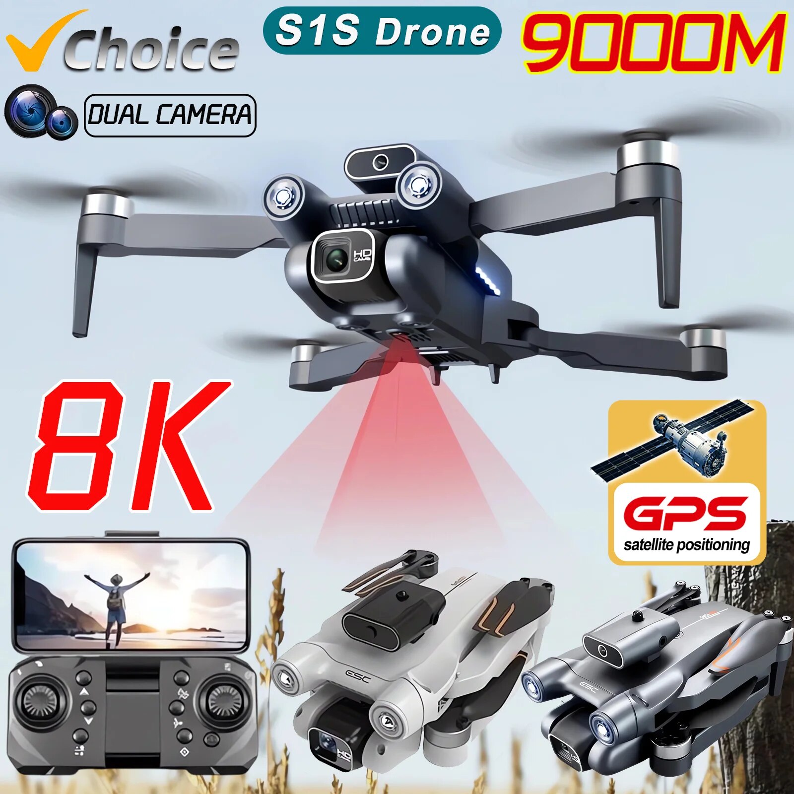 Drone S1S Rc Quadcopter - Dron plegable S1S, 5G, Wifi, 4K,