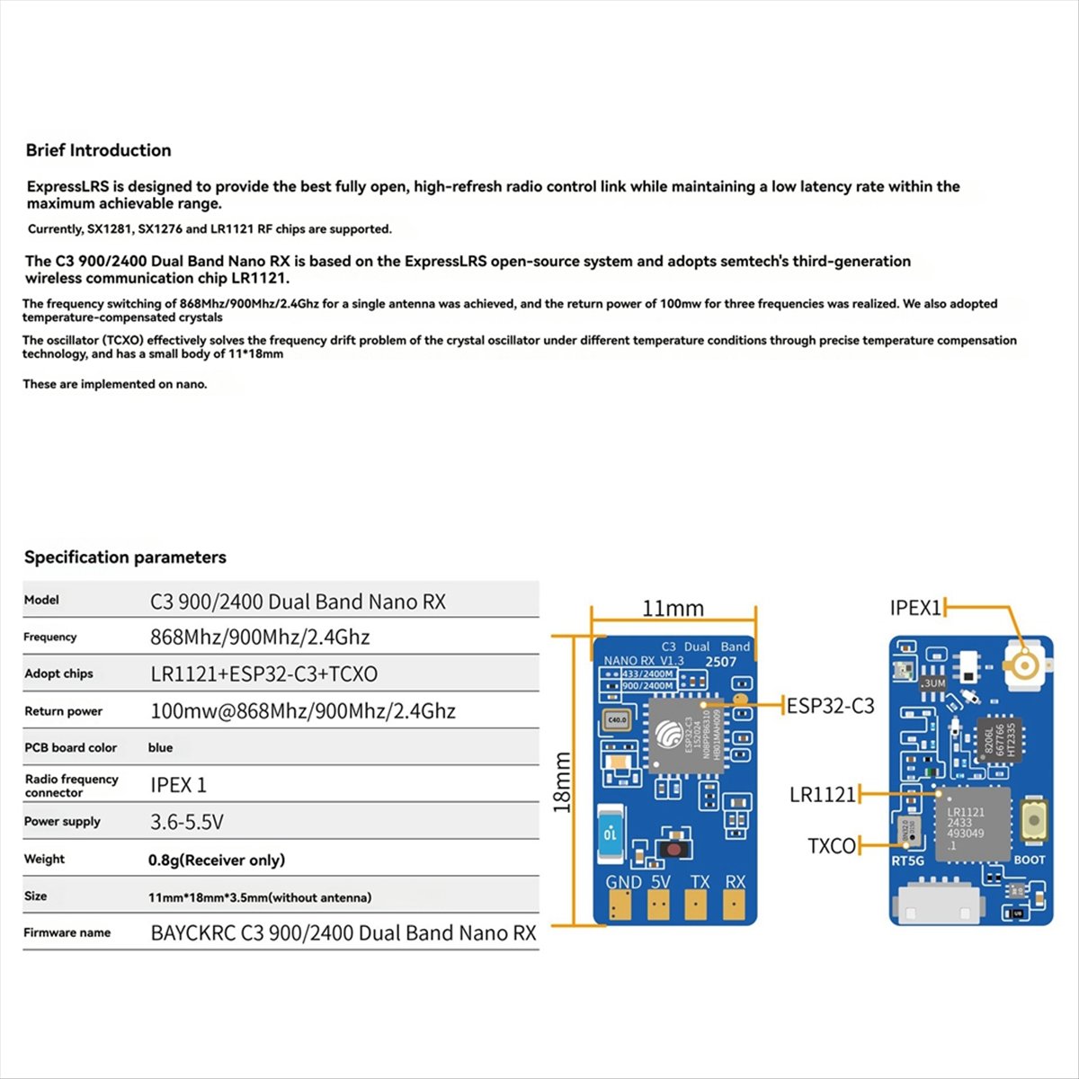 Drone Rc Frequency - Receptor Nano ELRS de Doble Banda