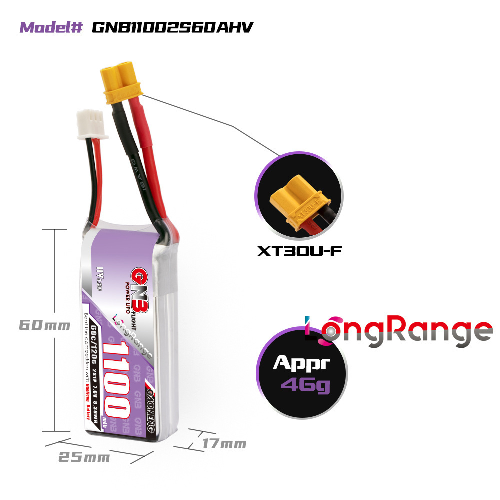 GNB 1100mAh 2S 3S 4S 6S 60C/12 - Dron Rc Quadcopter reseña y precio